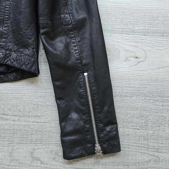 ⭐ Madewell Washed Soft Black Leather Motorcycle Moto Jacket Womens Sz Small 1220 - Picture 8 of 11
